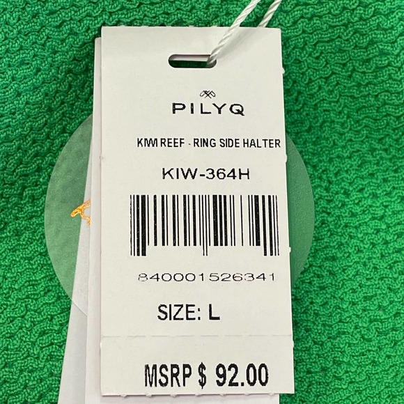 PilyQ Bikini Set Halter High Cut Bottoms Swim Full 2 piece Green Large - Picture 7 of 14